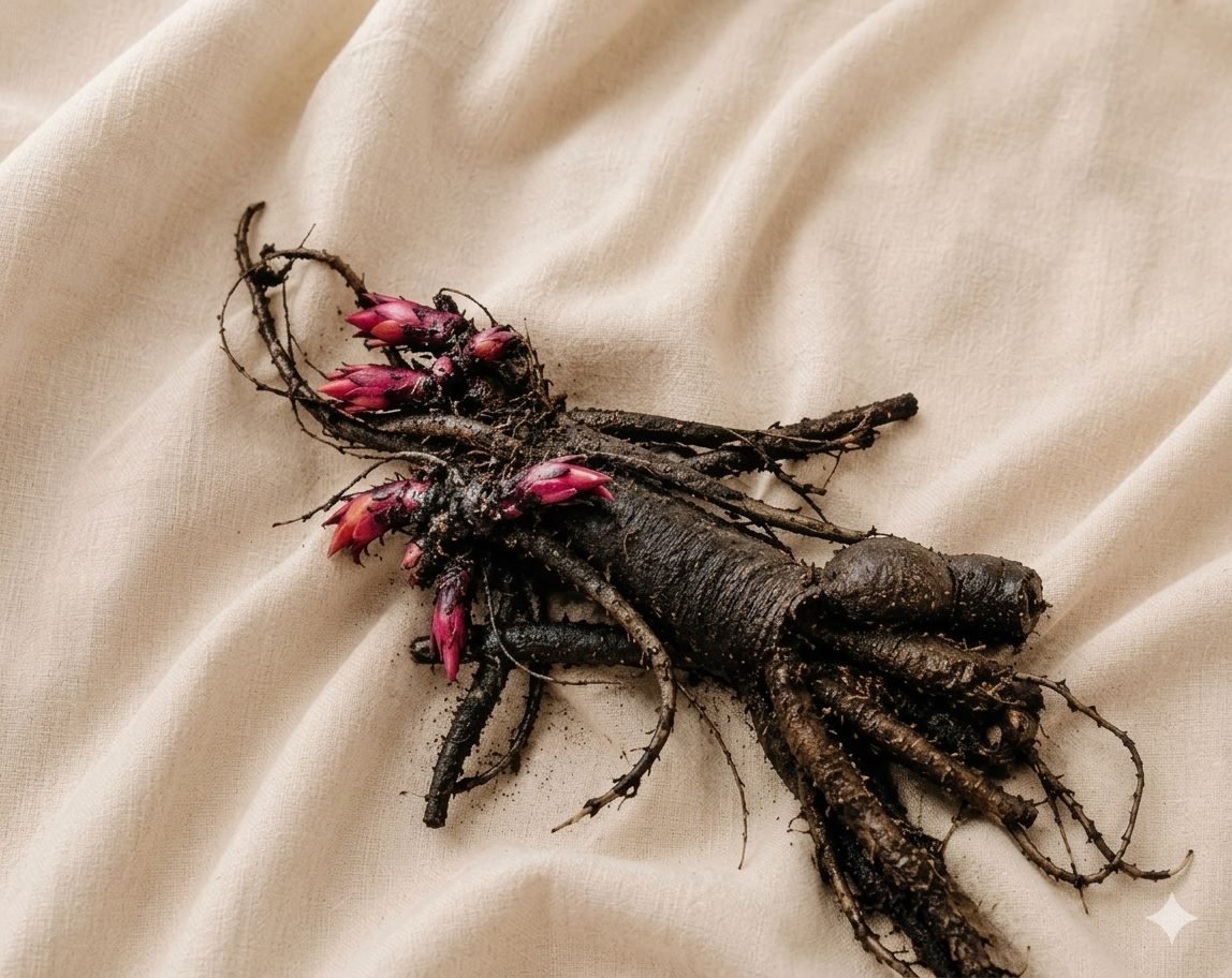 Bare-root peony with pink buds
