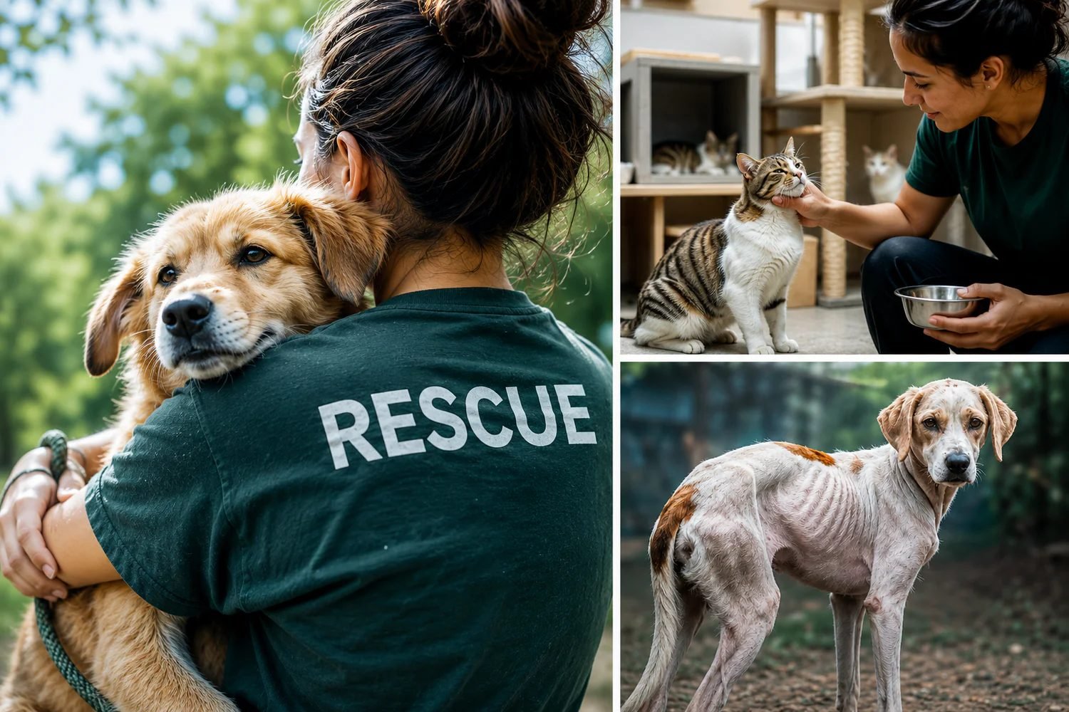 A rescued dog and cat